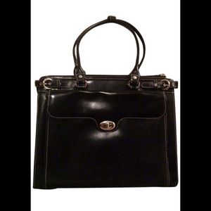 McKlein “Winnetka Series” Black Leather Fashionable Laptop Briefcase